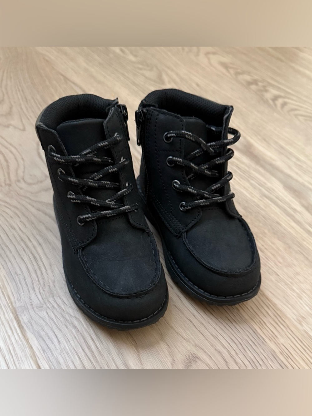 Old Navy Toddler Boy Black Boots with Gray Trim
